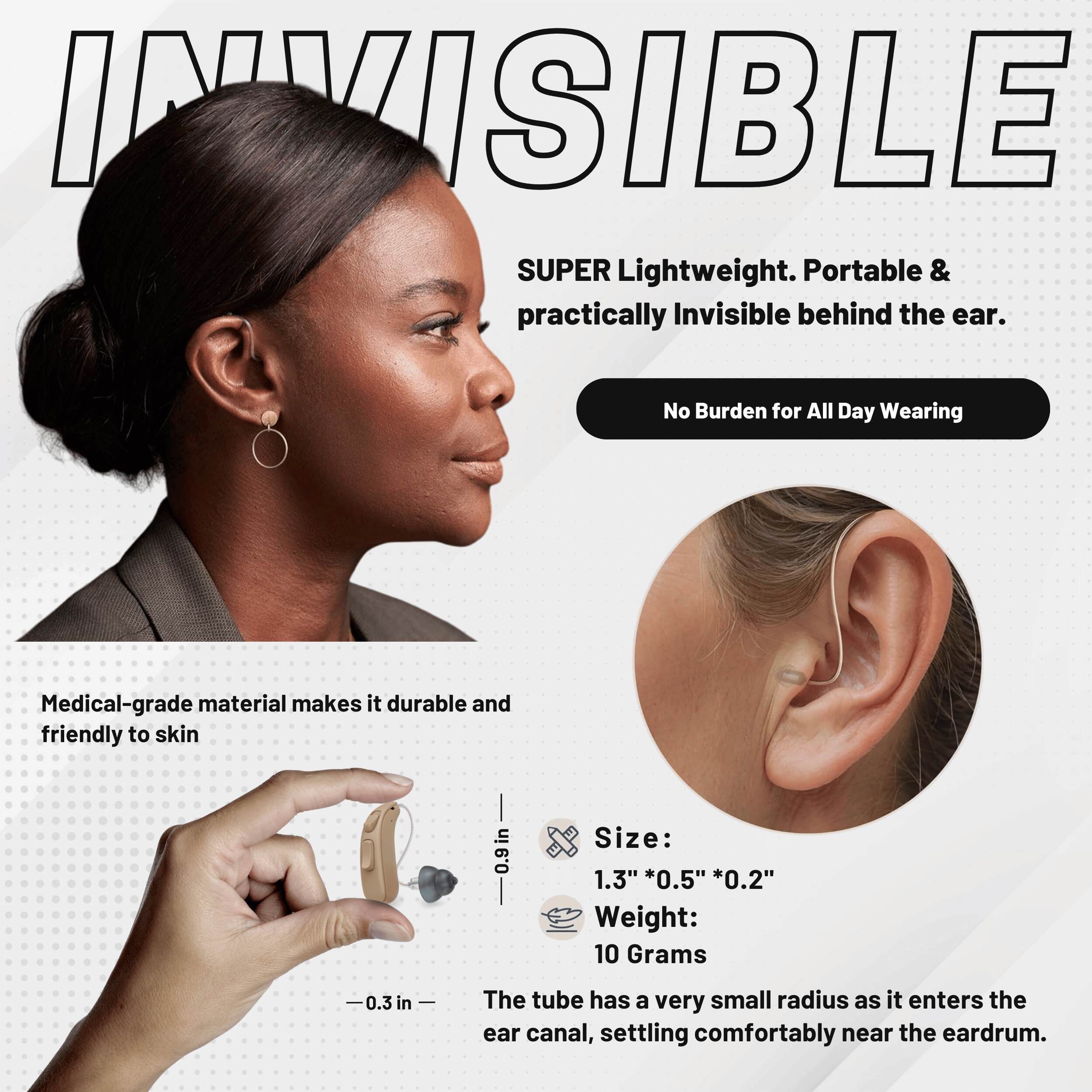 Advanced Bluetooth hearing aid with AI sound detection, directional microphones, and seamless app control for crystal clear hearing.